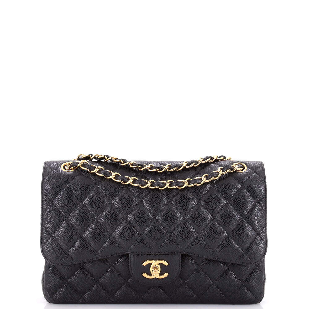 Chanel Jumbo Classic Double Flap Bag Quilted Caviar